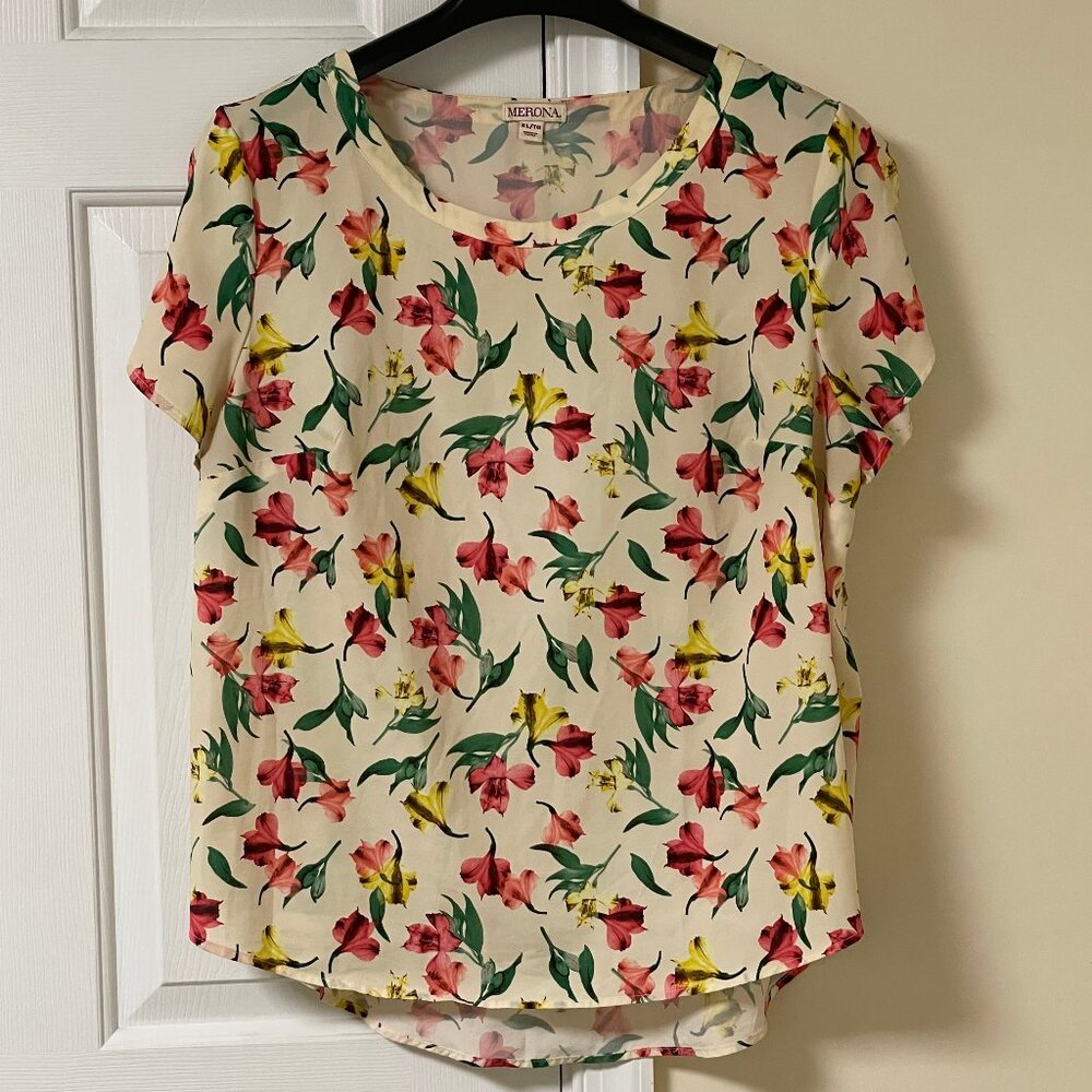 Merona Tulip-Sleeve Floral Blouse